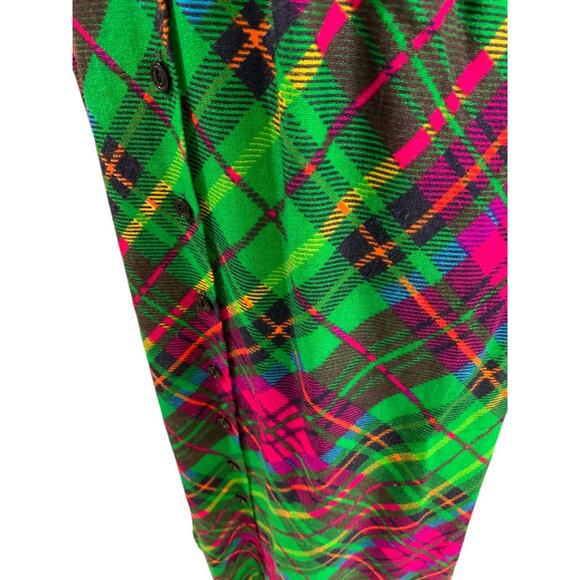 Small 1960s Vintage Bright Plaid Maxi Dress Button Up Sleeveless - Picture 4 of 9